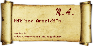 Mázor Arszlán névjegykártya